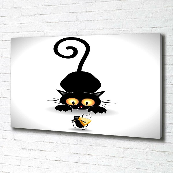 Schilderij op canvas Kat en muis