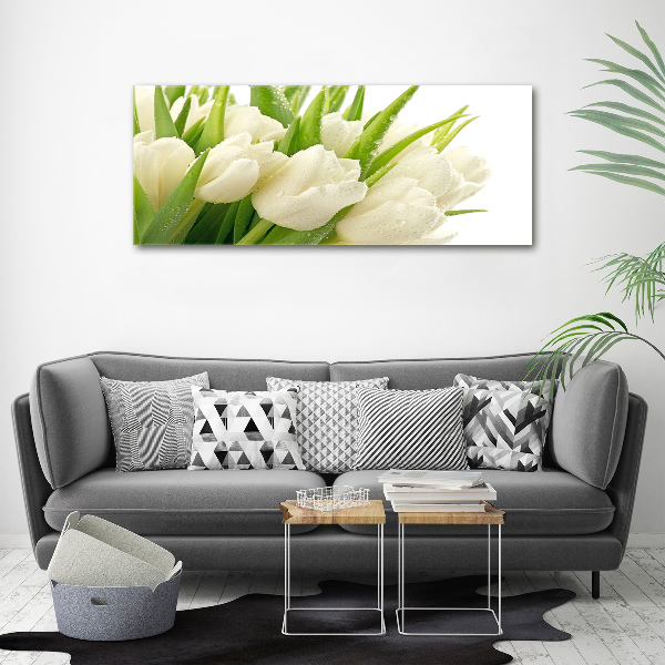 Foto canvas Witte tulpen