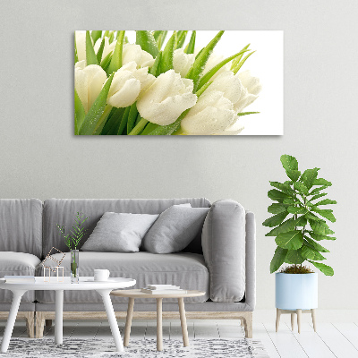 Foto canvas Witte tulpen