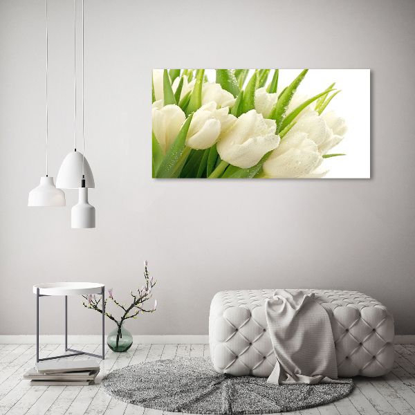 Foto canvas Witte tulpen