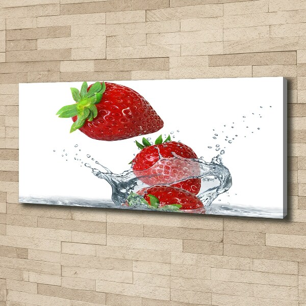 Foto canvas Aardbeien en water