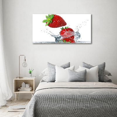 Foto canvas Aardbeien en water