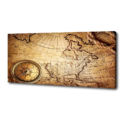 Canvas schilderij Kompas op de kaart