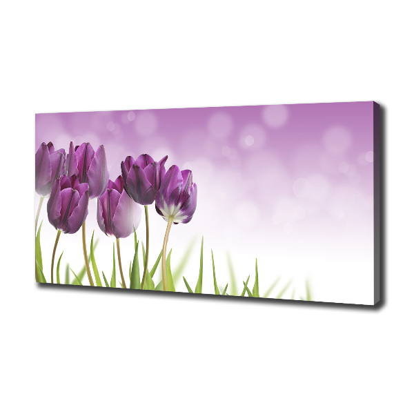 Schilderij op canvas Paarse tulpen