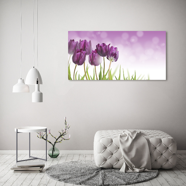 Schilderij op canvas Paarse tulpen