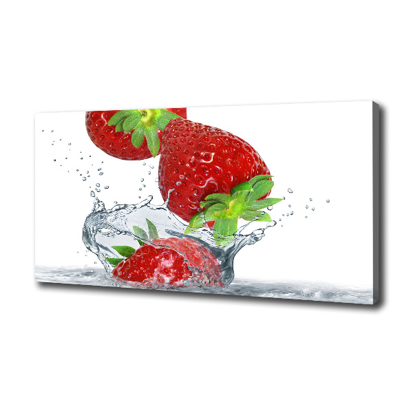 Foto canvas Aardbeien en water