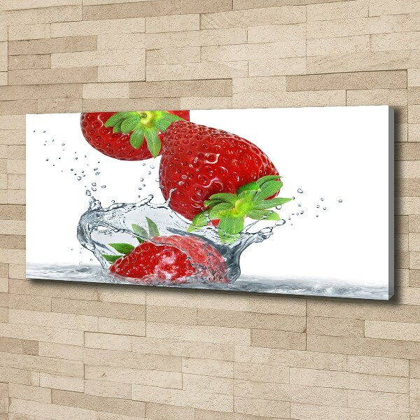 Foto canvas Aardbeien en water