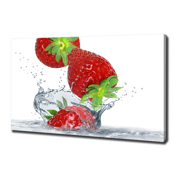 Foto canvas Aardbeien en water