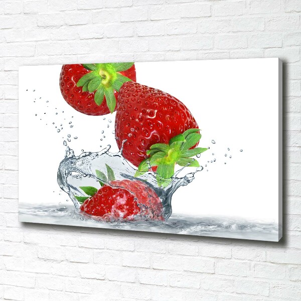 Foto canvas Aardbeien en water