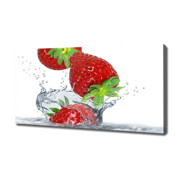 Foto canvas Aardbeien en water
