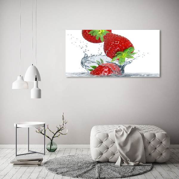 Foto canvas Aardbeien en water