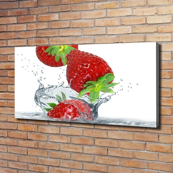 Foto canvas Aardbeien en water