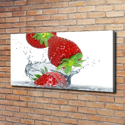 Foto canvas Aardbeien en water