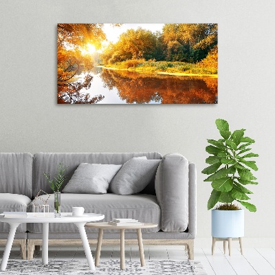 Schilderij op canvas Rivier in de herfst