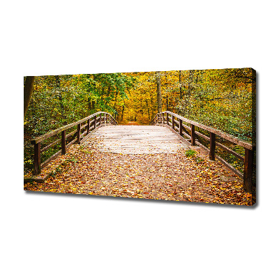 Foto canvas Brug in het herfstbos