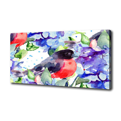 Canvas foto Vogel en bloemen
