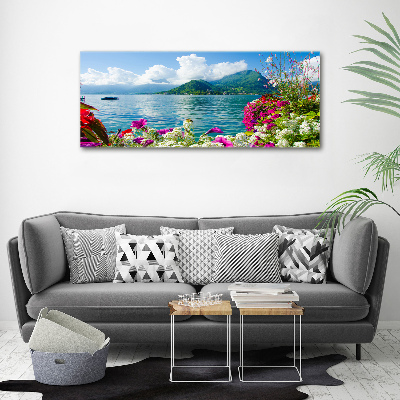 Foto op canvas Bloemen bij het meer