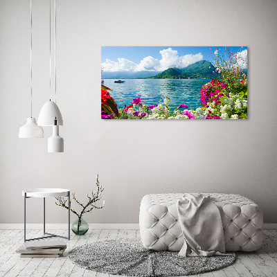 Foto op canvas Bloemen bij het meer