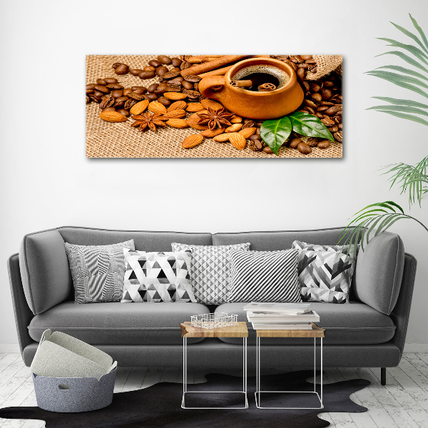 Schilderij op canvas Koffiebonen en een kopje