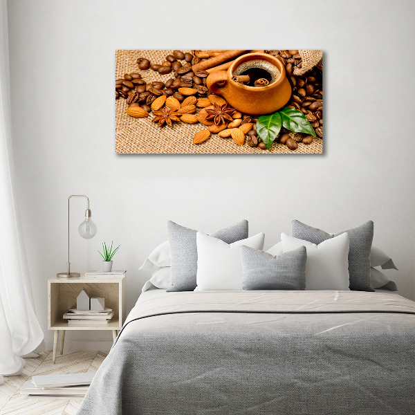 Schilderij op canvas Koffiebonen en een kopje
