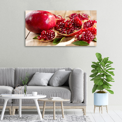 Canvas schilderij Granaatappel met bladeren