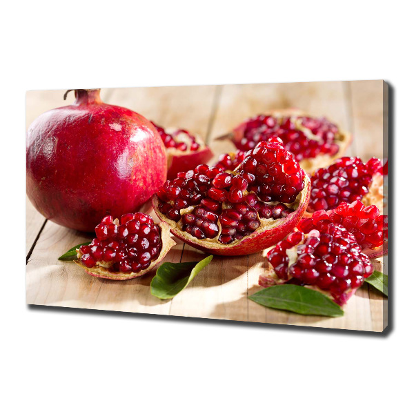 Canvas schilderij Granaatappel met bladeren