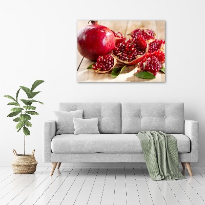 Canvas schilderij Granaatappel met bladeren
