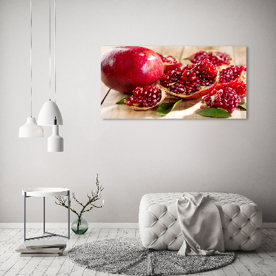 Canvas schilderij Granaatappel met bladeren