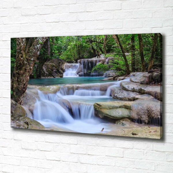 Foto canvas Waterval in het bos