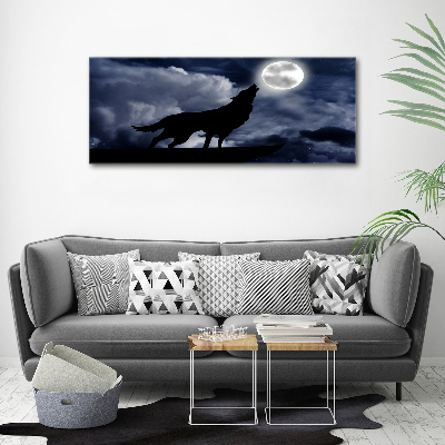 Foto canvas De huilende wolf van de volle maan