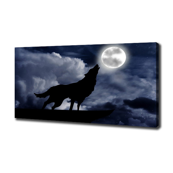 Foto canvas De huilende wolf van de volle maan