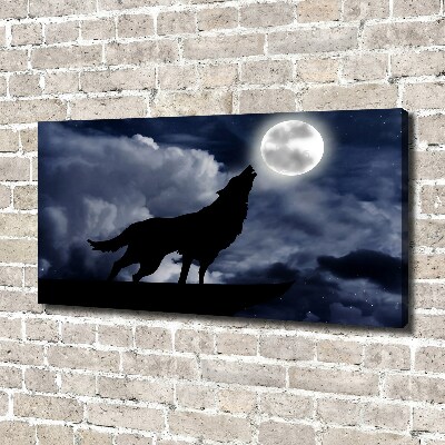 Foto canvas De huilende wolf van de volle maan
