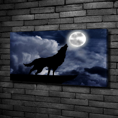 Foto canvas De huilende wolf van de volle maan