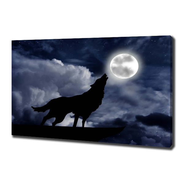 Foto canvas De huilende wolf van de volle maan