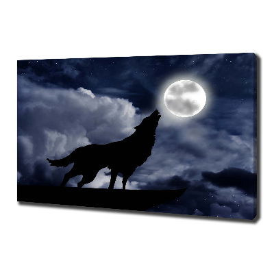 Foto canvas De huilende wolf van de volle maan
