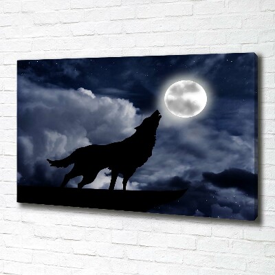 Foto canvas De huilende wolf van de volle maan