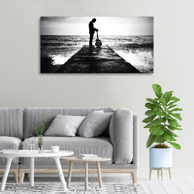 Foto op canvas Gitarist op de pier