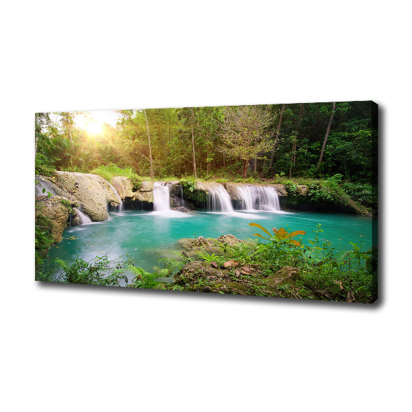 Foto canvas Waterval in het bos