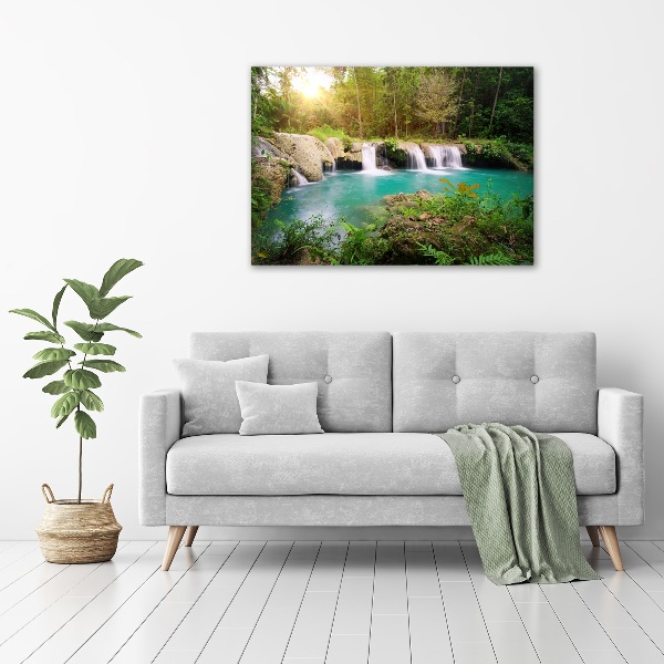 Foto canvas Waterval in het bos