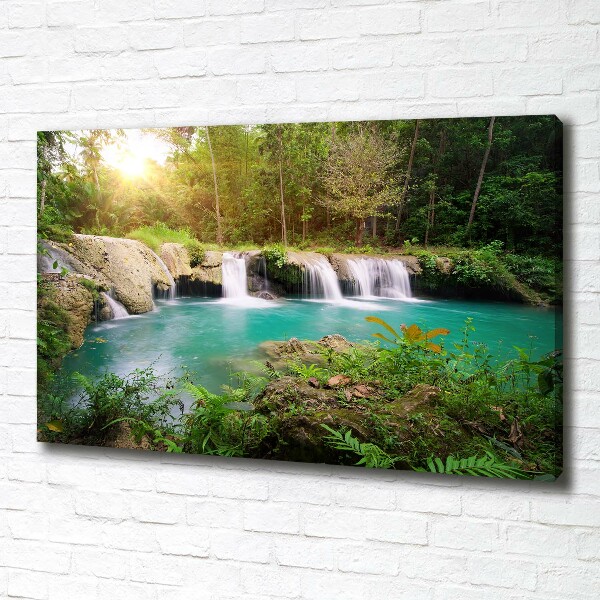 Foto canvas Waterval in het bos