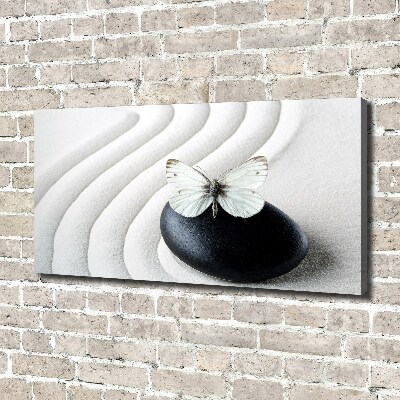 Canvas schilderij Zensteen en vlinder