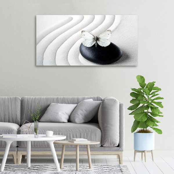 Canvas schilderij Zensteen en vlinder