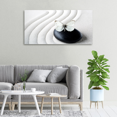 Canvas schilderij Zensteen en vlinder