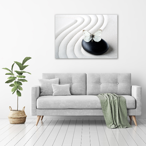 Canvas schilderij Zensteen en vlinder