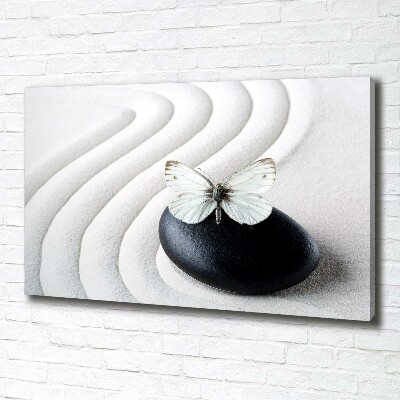 Canvas schilderij Zensteen en vlinder