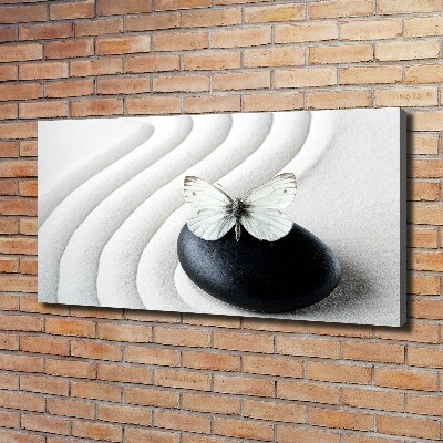 Canvas schilderij Zensteen en vlinder