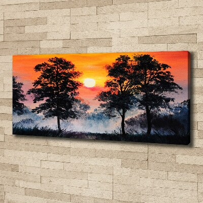 Canvas schilderij Zonsondergangbos