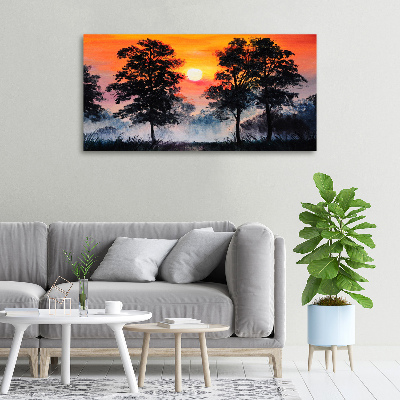 Canvas schilderij Zonsondergangbos