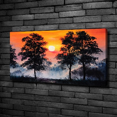Canvas schilderij Zonsondergangbos