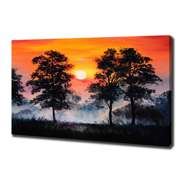 Canvas schilderij Zonsondergangbos